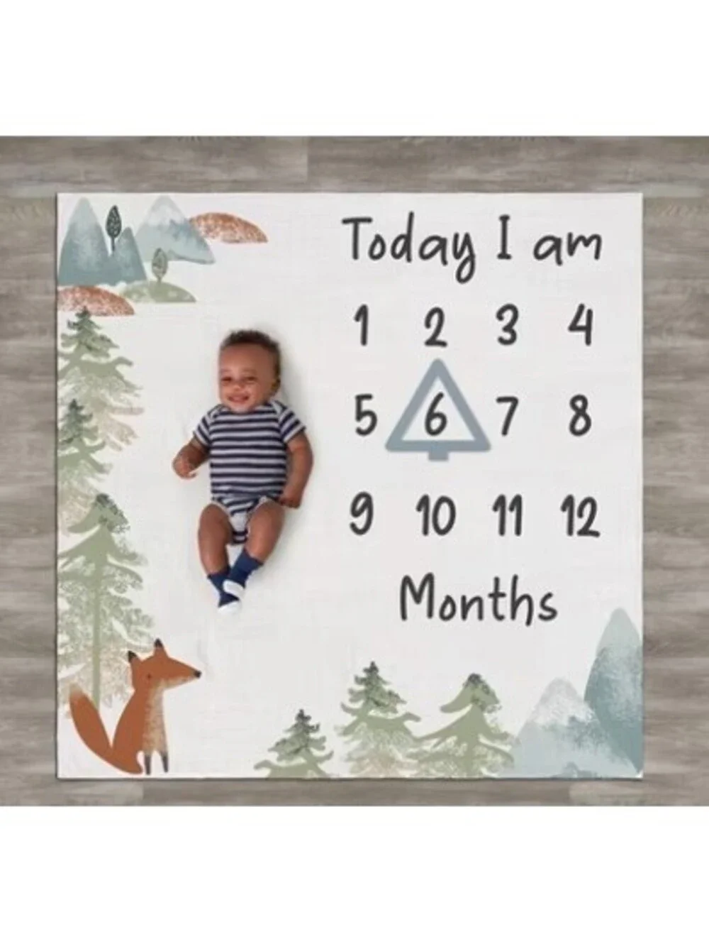 Modern Moments by Gerber Boy Milestone Blanket Muslin Cotton Month Mat Woodland